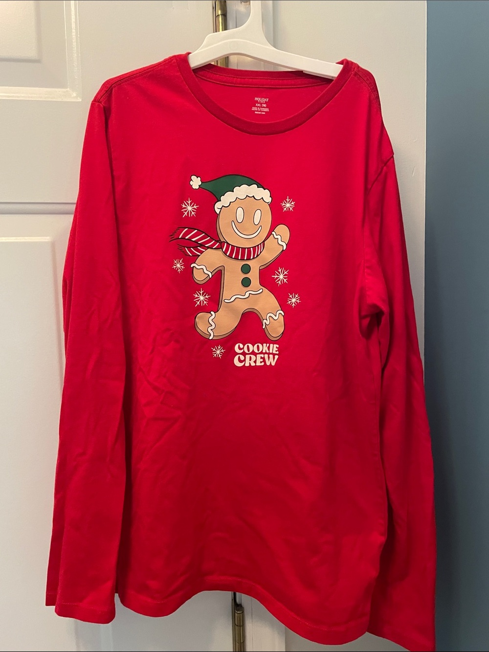 Holiday Time Red Kids Long-Sleeve Gingerbread 'Cookie Crew' Tee